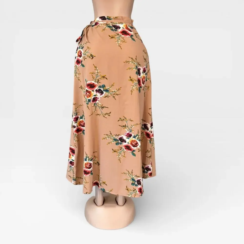Floral Printed Tied Waist Skirt